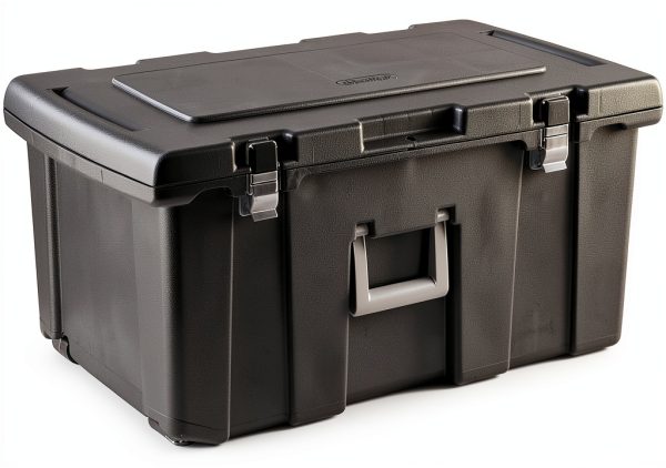 EHOME Footlocker Black Plastic Storage Locker with Wheels and Handles-0