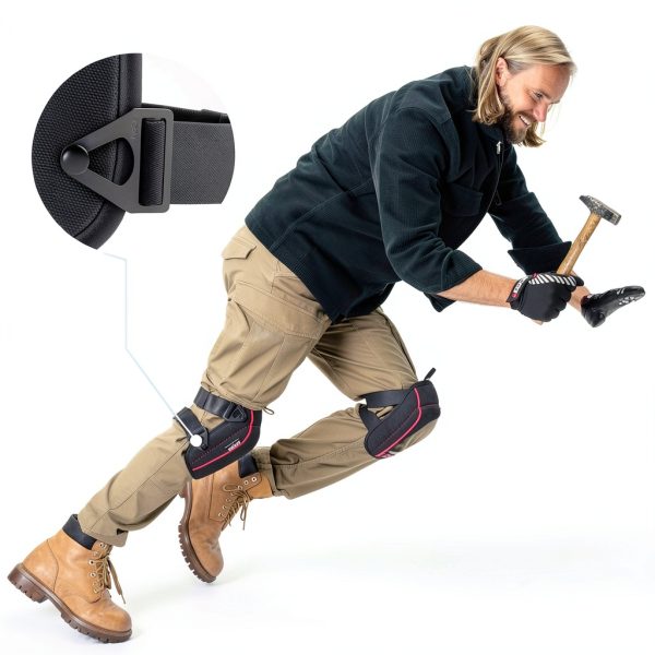 NoCry Flooring Knee Pads for Men with Extra-Wide Gel & Thick Foam Cushion — Floor-Safe Anti-Slip Leather Kneepads for Construction Work with Reinforced Adjustable Straps and Military-Grade Rivets-5