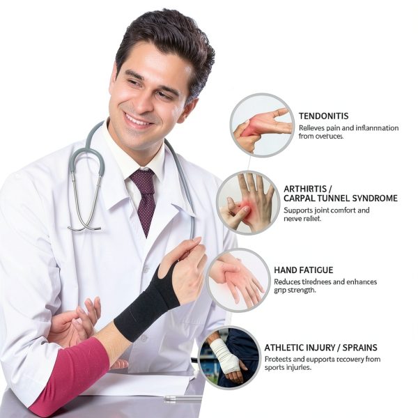Adjustable Wrist Brace DR.SPRING Large Gray with Breathable Fabric-1