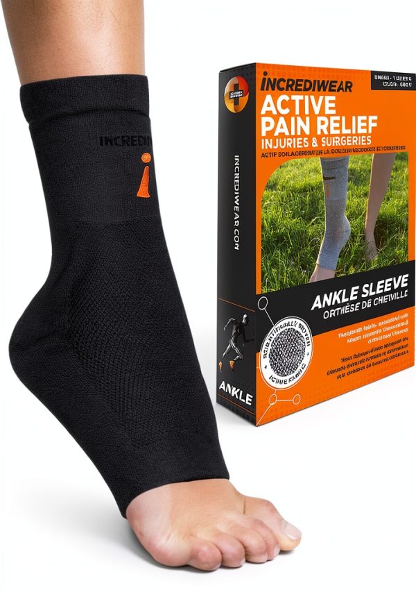 Incrediwear Ankle Sleeve Brace for Joint Pain Relief Black Large-0